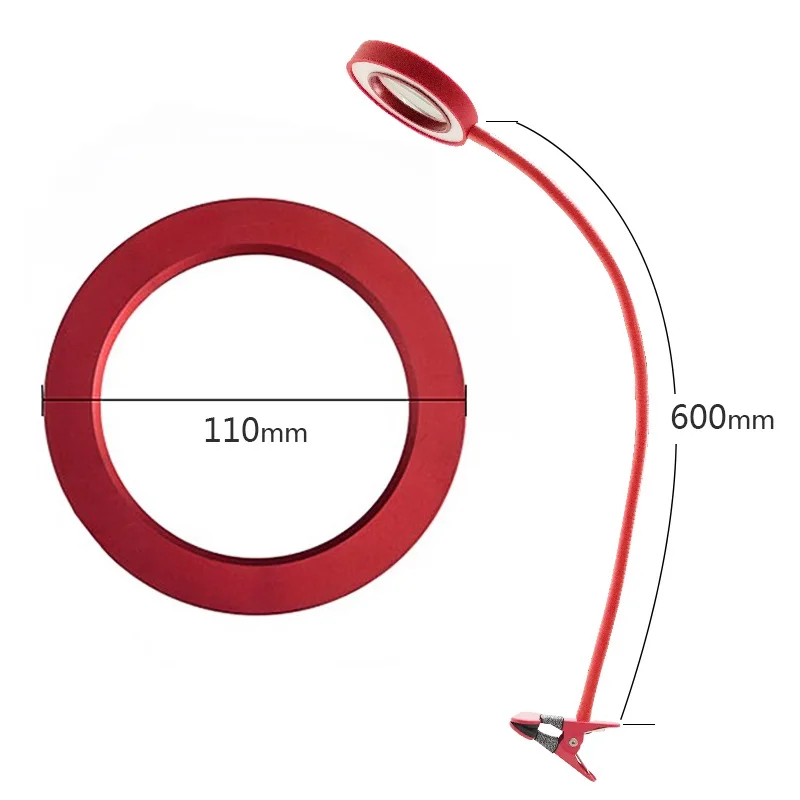 USB 3.5X Desktop LED Beauty Lamp Magnifier with Clip Cold Light Adjustable Brightness Hose Magnifying Glass Beauty Nail Tattoo