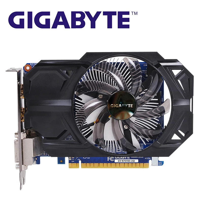 Видеокарта GIGABYTE GTX 750Ti 2 Гб D5 GV N75TD5 2GI 128 бит GDDR5 для nVIDIA Geforce GTX750 Hdmi Dvi б/у|Графические