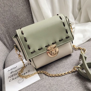 

One Shoulder Women's For Bag 2020 New Style Messenger Bag Fashion Buckle Contrast Small Square Bag