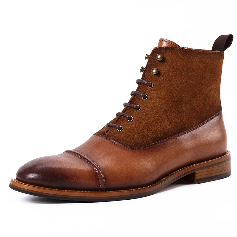 

Men Martins Boots Brown Black Genuine Leather Winter Casual Boot Men Ankle Boots Male Lace-up High-top Vintage Boots