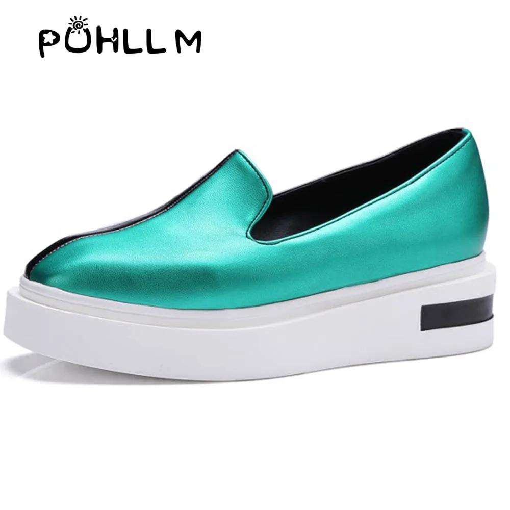 

PUHLLM 2019 new women's large size Platform shoes yin and yang face women's flat shoes trend fashion lazy single shoes D7