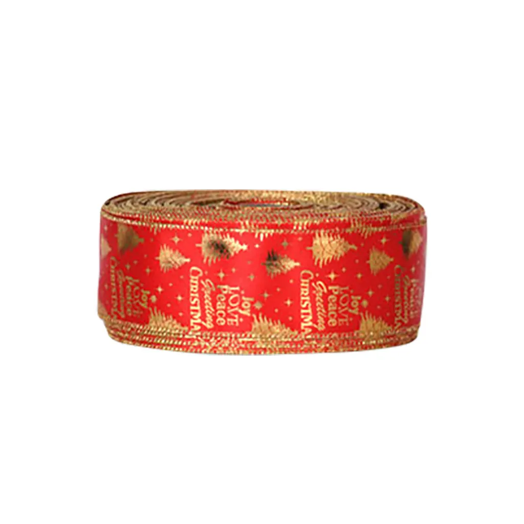 10 см Рождественская лента для украшения отделка атласная Grosgrain золото Красный