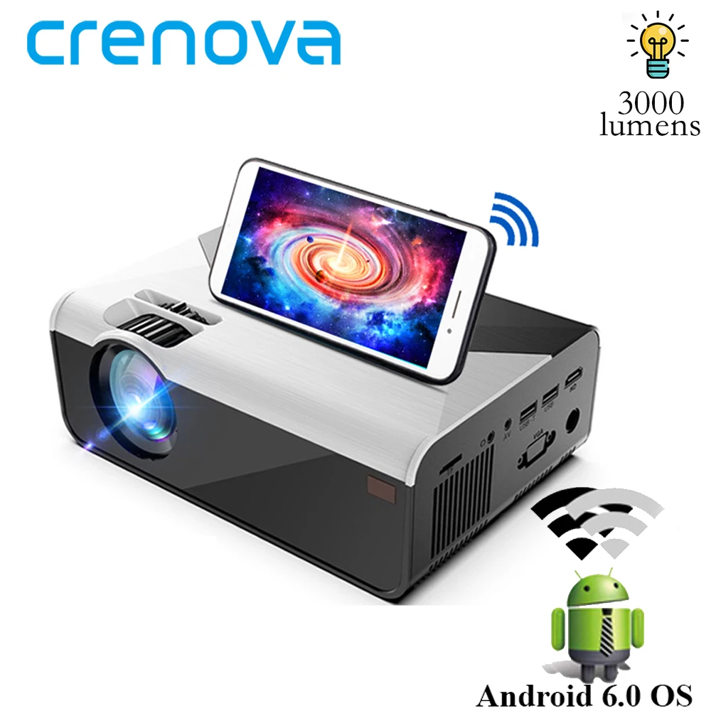 Crenova mini projetor suporte 1080p g08 3000 lúmen opcional android g08c wifi bluetooth para o telefone led projetor 3d casa filme-0
