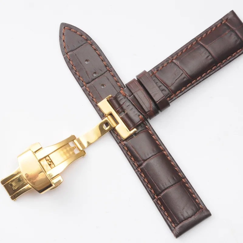 Итальянский ремешок для часов из телячьей кожи вместо tissot 1853 lilok T41 cuto T035 серия heart beauty T050 часы с бантом 12 16 18 20 мм - Цвет ремешка: Brown gold clasp