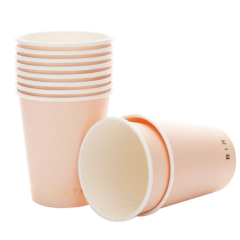 

10pcs/lot Paper Plates Cups Pink Blue wedding Happy Birthday Party Decoration supplies party favor Disposable Tableware