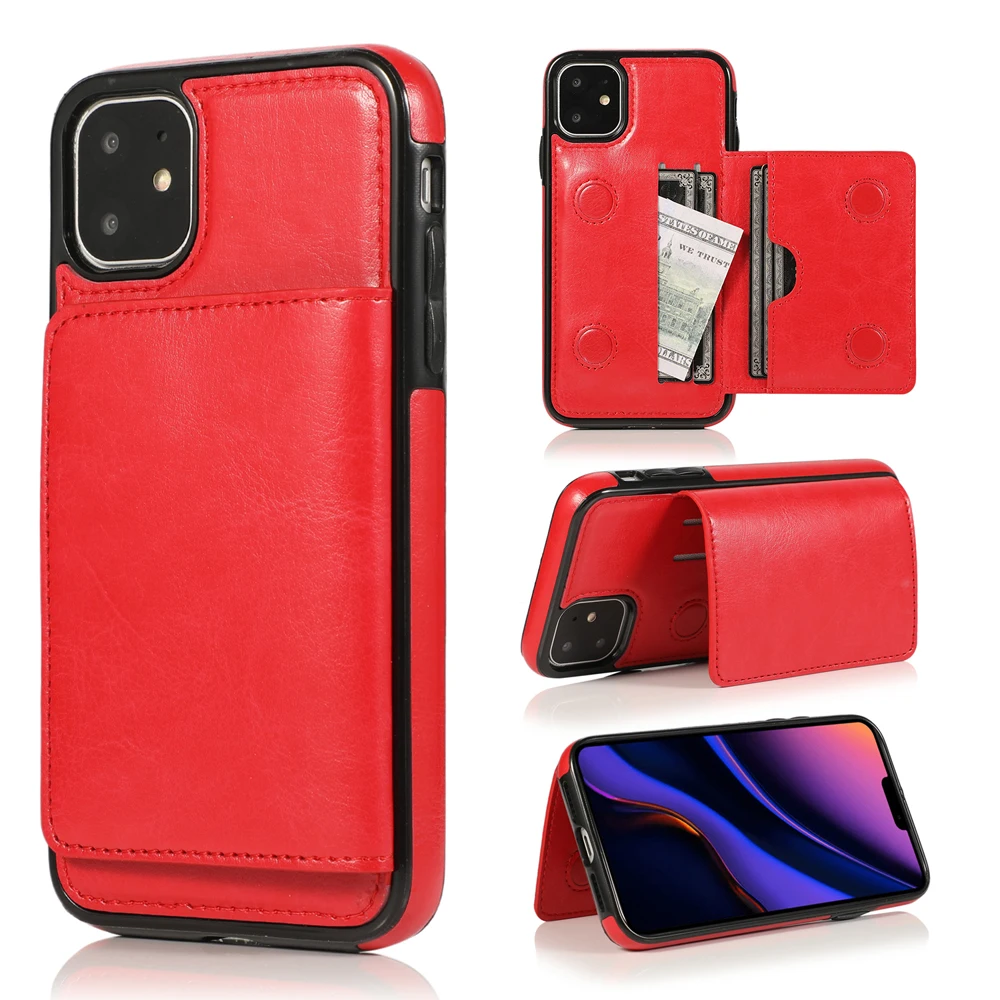 Для iphone 11 Pro Max чехол Магнитный бумажник на кнопке держатель карты телефон