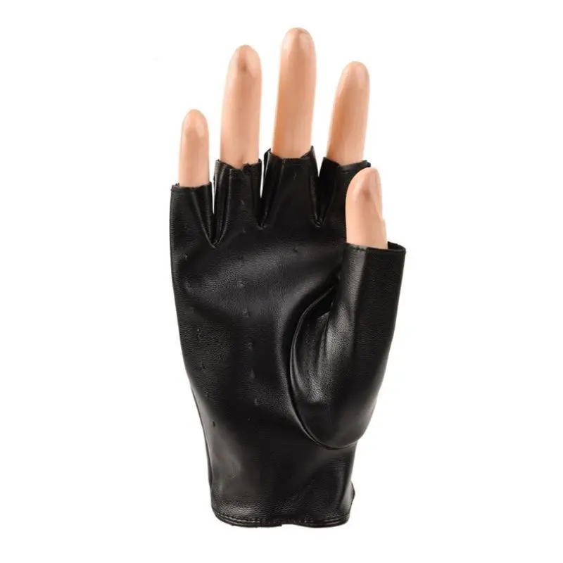 Высококачественные кожаные перчатки для детей, перчатки без пальцев для девочек, детские рукавицы с открытыми пальцами, дышащие черные перчатки