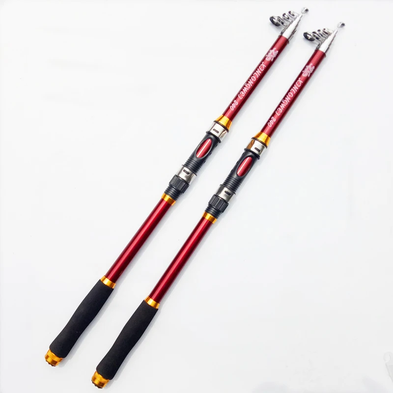 YUYU Fishing Rod Carbon Portable Spinning rods for fishing feeder Fishing Rods carp Hard Fishing Rod Telescopic spinning - Цвет: 15 red