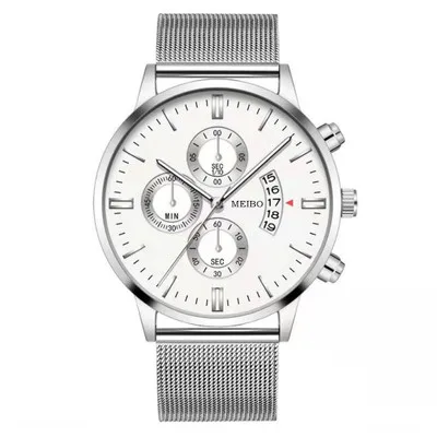 

Top Brand Luxury Mens Watches Male Clocks Date six-pin three-eye Sport fashion Clock mesh ribbon Quartz Business Men Watch Gift
