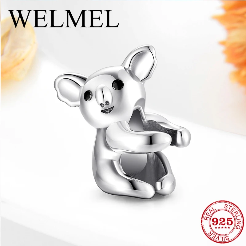 

100% 925 Sterling Silver Charm Fashion Cute Animal Koala Shape Beads Fit Original Pandora Charm Bracelets Fine Jewelry