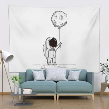 

Nordic Style Tapestry Wall Hanging Trippy Modern Art Moon Tapestry White Simple Dorm Room Wandteppich Room Decoration EB50GT