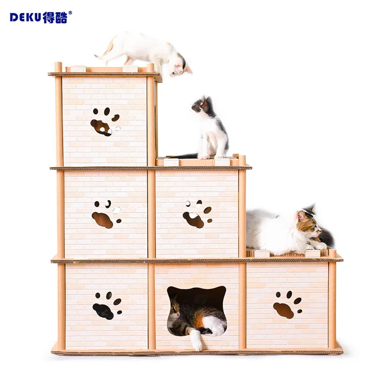 

Cool Corrugated Paper DIY Creative Large Size Three Layer Multi-Transformation Cat Climbing Frame Cat Teaser Toy Cat Claws Grind