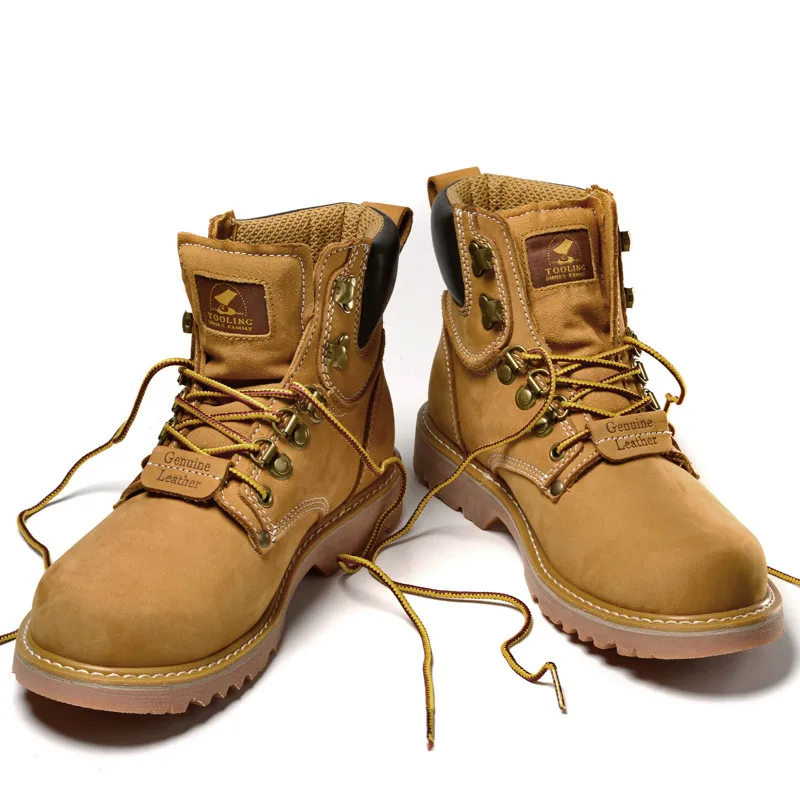 

Brand Lace-up Men Boots 2019 New Spring Genuine Leather Ankle Boots Men Tactical Boots Man Botas Hombre Size:39-44 Yellow