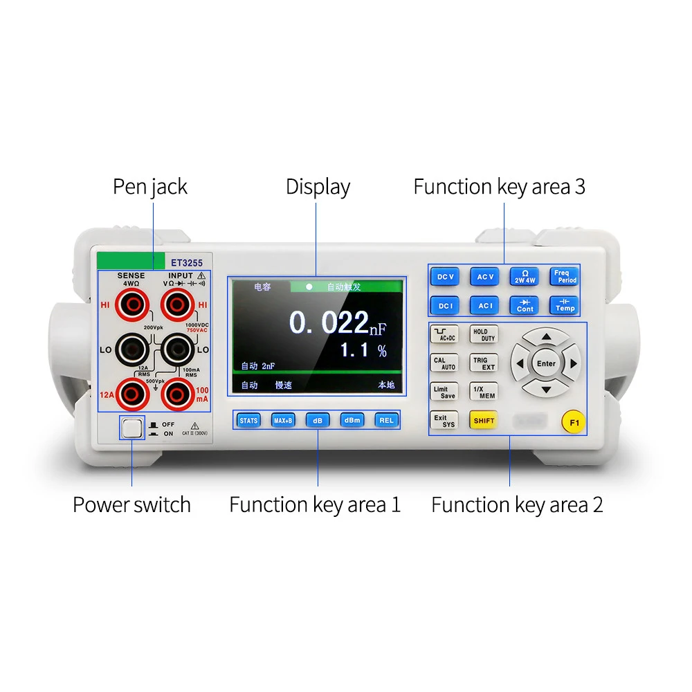 Digital Multimeter ET3255 Digital 5 1/2 3.5in Screen Display TFT LCD USB Multimeter Measurement US Plug Digital Multimeter ET3255 Digital 5 1/2 3.5in Screen Display TFT LCD USB Multimeter Measurement US Plug