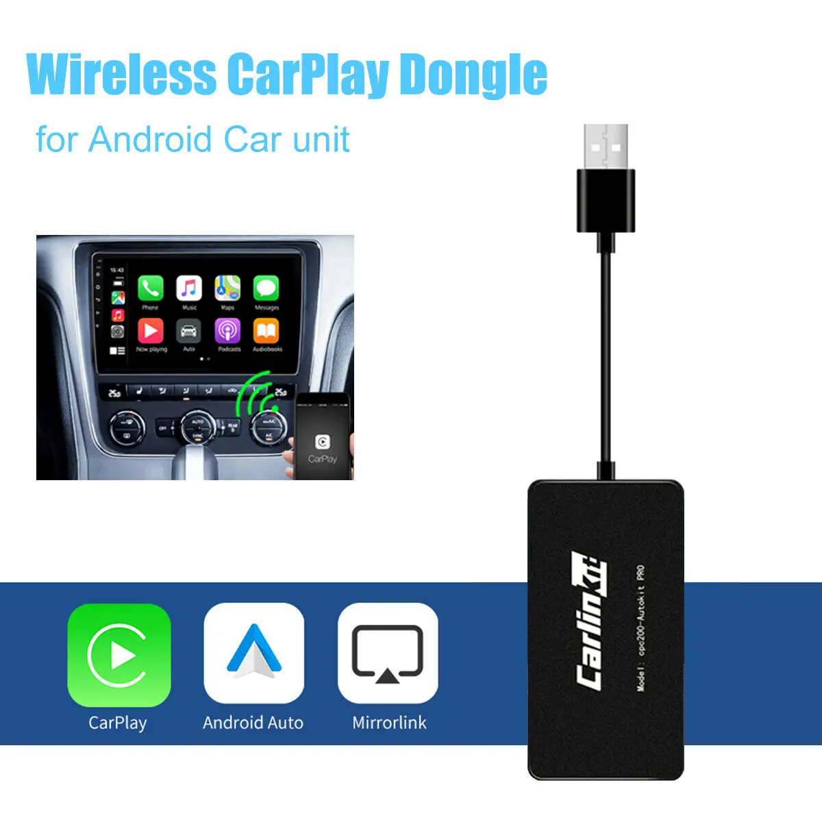 - Wireless Apple CarPlay Android Auto Mirrorlink Smart Link USB Dongle For Android Navigation Player Mini USB Carplay Adapter
