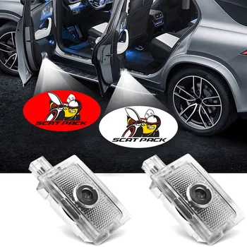 

2-4 pcs LED Car Door Scat Pack Logo Light For Dodge Magnum Charger Avenger Super Bee Emblem Shadow Ghost Projector Car Styling
