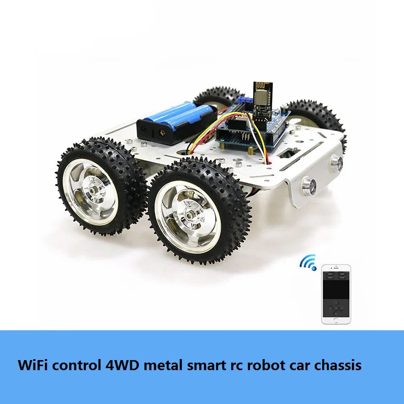 Car with wifi C300 4WD металлический Смарт RC робот шасси автомобиля комплект с беспроводной Wi-Fi/Bluetooth/ручка контроллер комплект 4 шт. DC мотор DIY для Arduino - Цвет: Car with wifi
