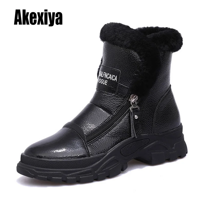 

omen's Winter Ankle Boots Female Zipper Flock Platform Snow Boot Ladies Plush Sneakers Casual Flat Shoes Woman Footwear k802