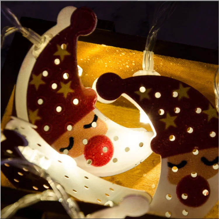 

Popular Christmas Light String Led Wrought Iron Santa Claus Holiday Decorative Lamp Christmas Tree Decorative Lamp