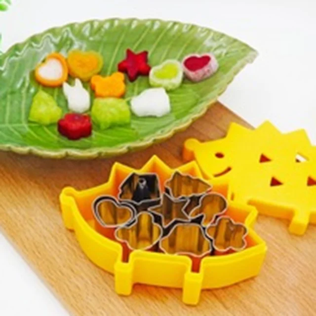 10pcs/set Cute Fruit Cutter Mould Hedgehog Box Mini Stainless Steel Mould  Cookie Cutter Biscuit Ham Cookie Kitchen Tools