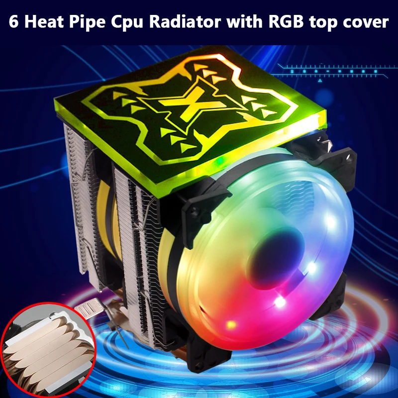 Tower 6 heat pipe CPU radiator mute fan RGB Symphony cover 1150/1151/2011/desktop computer x79 X99 | Компьютеры и офис
