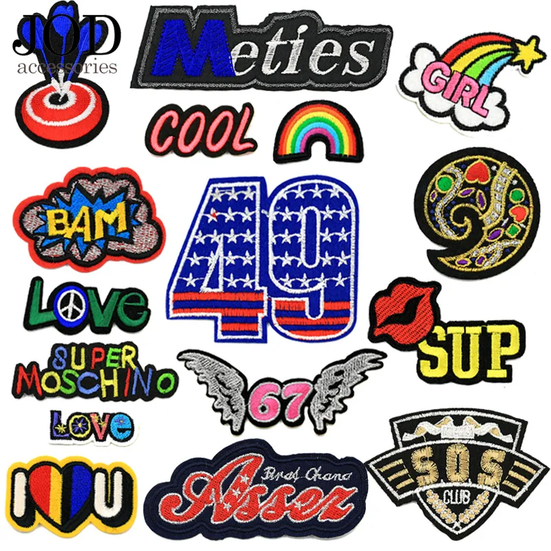 

BAM Embroidered Patch Badges Applique Fabric Stickers on Clothes Biker Name Children Iron on Patches for Clothing Decorative JOD