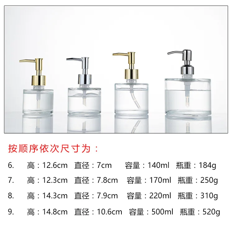 Clear Glass Soap Dispenser with Soap Pump Gold Hand Liquid Soap Saver Hand Sanitizer Holder Glass Lotion Dispenser