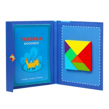 

Baby Magnetic Tangram Book Learning Colorful Wooden Puzzle Board Birthday Gift Development Children Toys