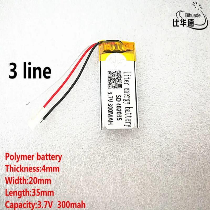 5 шт./лот 3 линии хорошего качества 3,7 V, 300 mAH, 402035 полимерный литий-ионный/литий-ионный аккумулятор для игрушки, POWER BANK, gps, mp3, mp4