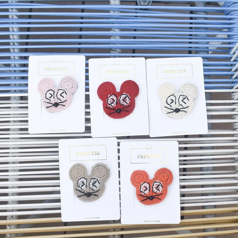 

Korean cute net red girl hair clip cartoon wool knitting mouse hair clip headdress clip