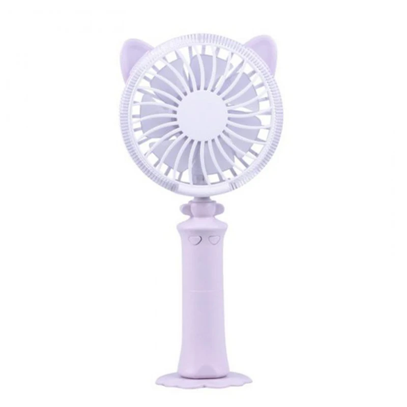 Фиолетовый С рисунком кота из мультфильма Holding вентилятор мини заряжаемый вентилятор портативный вентилятор зарядка через usb Портативный вентилятор Карманный вентилятор - Цвет: Фиолетовый