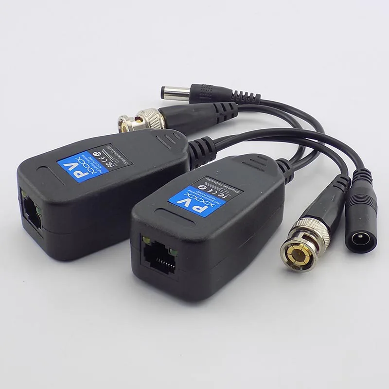  1 Pair(2pcs) Passive CCTV Coax BNC Power Video Balun Transceiver Connectors to RJ45 BNC male for CC - 4.00013E+12