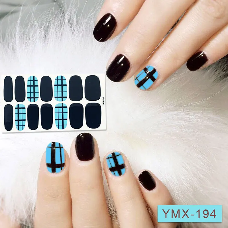 YMX194 14 подсказок/лист для маникюра ногтей стикер s полное покрытие наклейки Обертывания украшения «сделай сам» Маникюр слайдер винил для ногтей клей наклейки для ногтей Nail Sticker - Цвет: YMX194