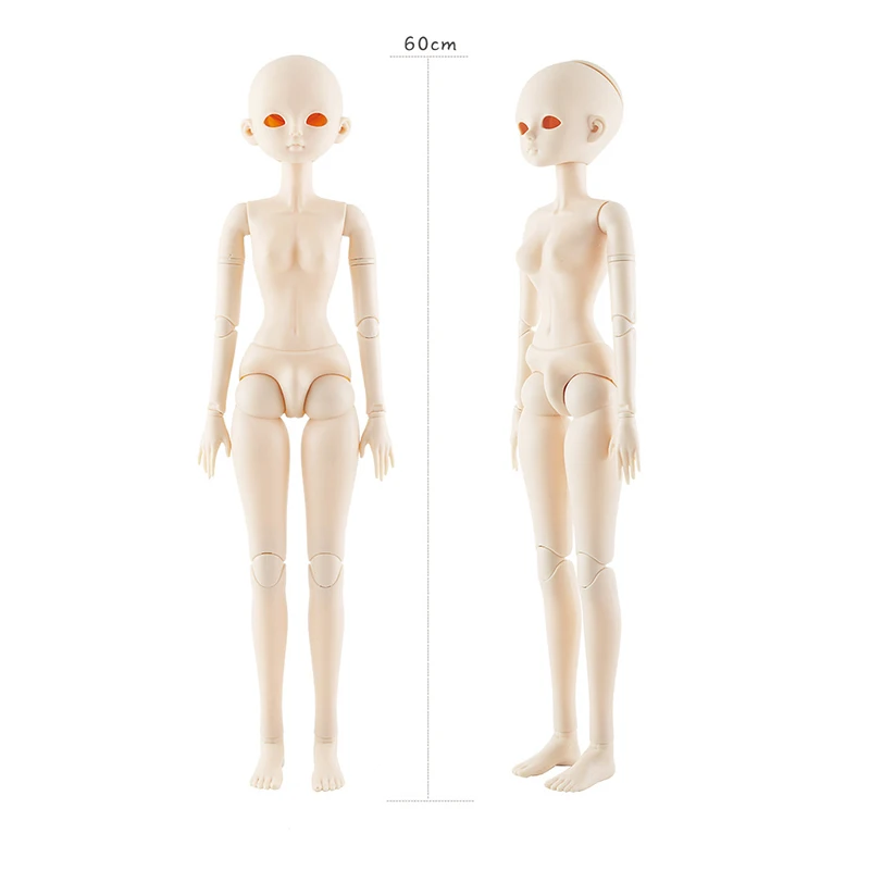 Шарнирная кукла 60 см 1/3 BJD телесная боди эльф макияж аксессуары голубые/черные