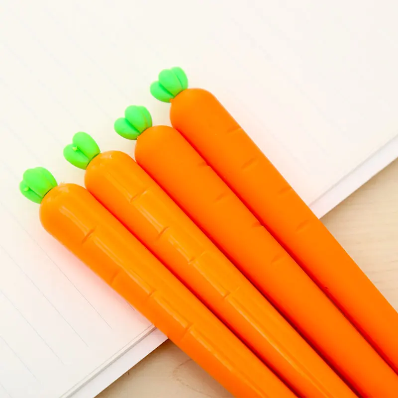 Креативные милые гелевые чернильные ручки Kawai с морковкой, черные, синие овощные канцелярские принадлежности, школьные, офисные, кавайные канцелярские принадлежности