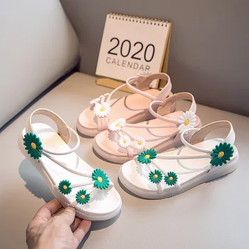 

Girls Sandals Gladiator Flowers Sweet Soft Children's Beach Shoes Kids Summer Floral Sandals Princess Fashion Cute High Quality