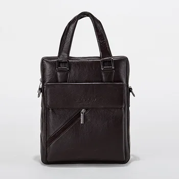 

Famous design Dual-purpose vertical briefcase bag first layer leather fashion men's bag male square business Totes bag handbag