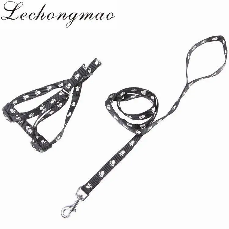

Fashion High Quality Footprints xiong bei tao Pet Traction Rope Dog Nylon Printed Neck Ring Haulage Rope Package