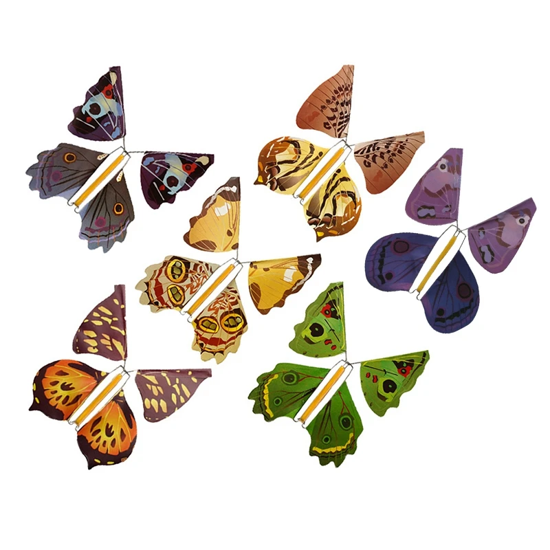 Metal Bracket Butterfly Rubber Band Power Wind Up Toy (6Pcs) |