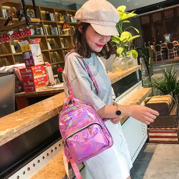 

Mini Women Holographic Gammaray Hologram Backpack Gym School Travel Rucksack
