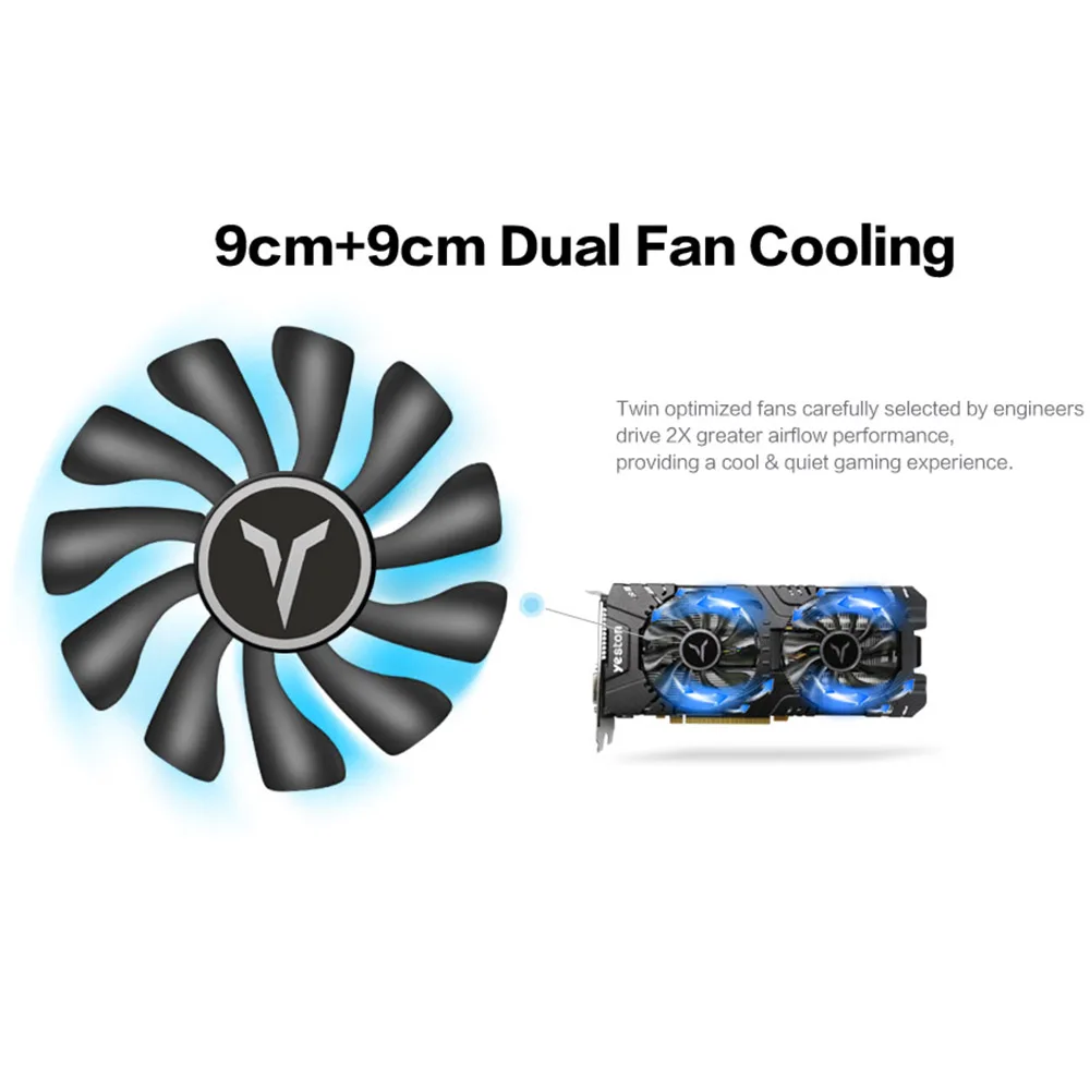 Yeston RX 580 2048SP 4G D5 GAEA Графическая карта, видеокарта Radeon Chill Dual Fan Cooling 4GB GDDR5 256bit DP/HD/2xDL-DVI-D PC