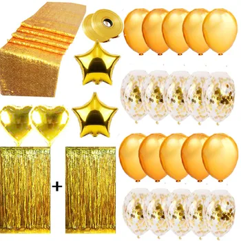 

29pcs/set 20pcs 12" Rose GoldShining Party Balloons Confetti Balloons with Golden Rose Gold Silver Paper Confetti Dots