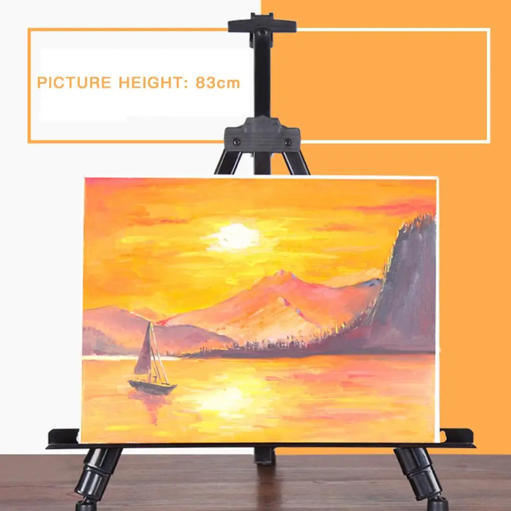 

2019 new Black thick metal folding iron sketch easel display stand telescopic tripod easel aluminum alloy material
