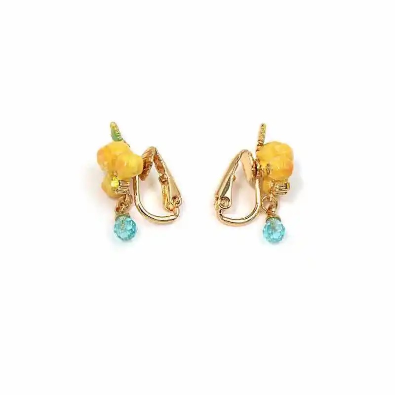 Handmade Enamel Mimosa Womens Stud Earring Jewelry For Party