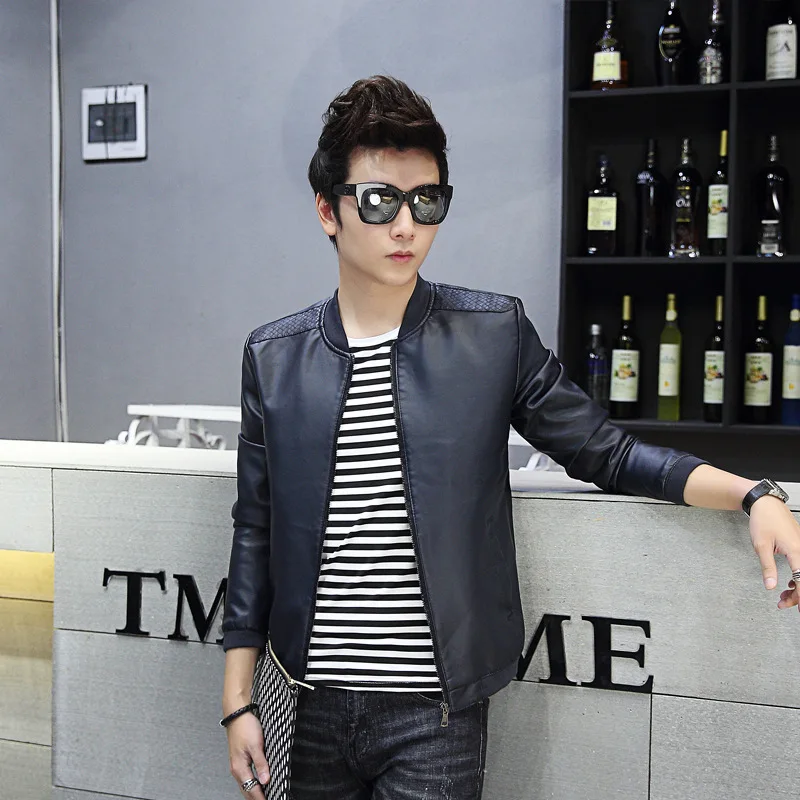 New Products Autumn And Winter Men'S Wear Fashion Man Jacket Youth Slim Fit PU Leather Men's Casual Coat Kw-w217