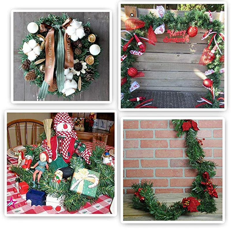 5,5 м сосновая игла, ротанговая лоза, рождественская подвеска, украшение, рождественские вечерние украшения, подвесная мишура, Зеленый лист, сад, Рождество