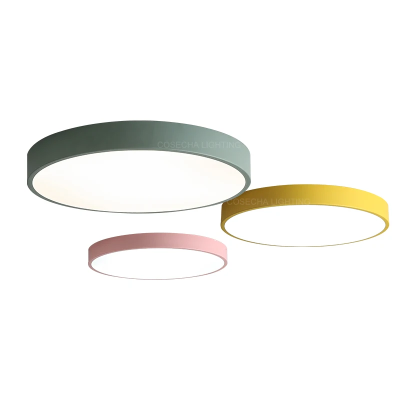 Round ceiling lamps modern LED loft light for girls/kids' room yellow/pink/white/black bedroom lights in hallway kitchen | Лампы и