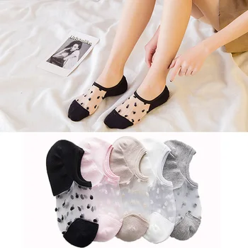 

Crystal Summer Silk Socks Women Low Cut Girl Invisible Socks Female Glass Short Socks Asakuchi Thin Transparent
