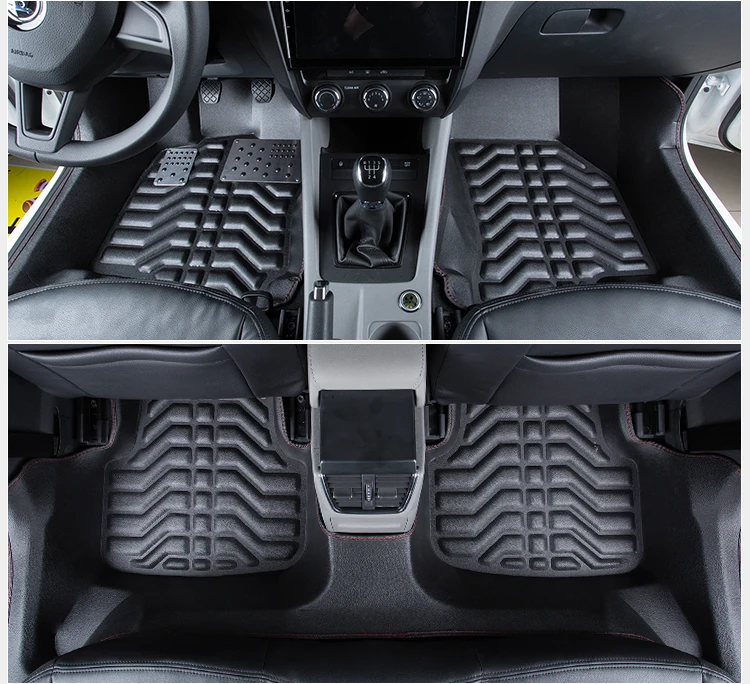 Fiber Leather Car Floor Mats For Skoda Octavia 20052019 2018 2017 2016