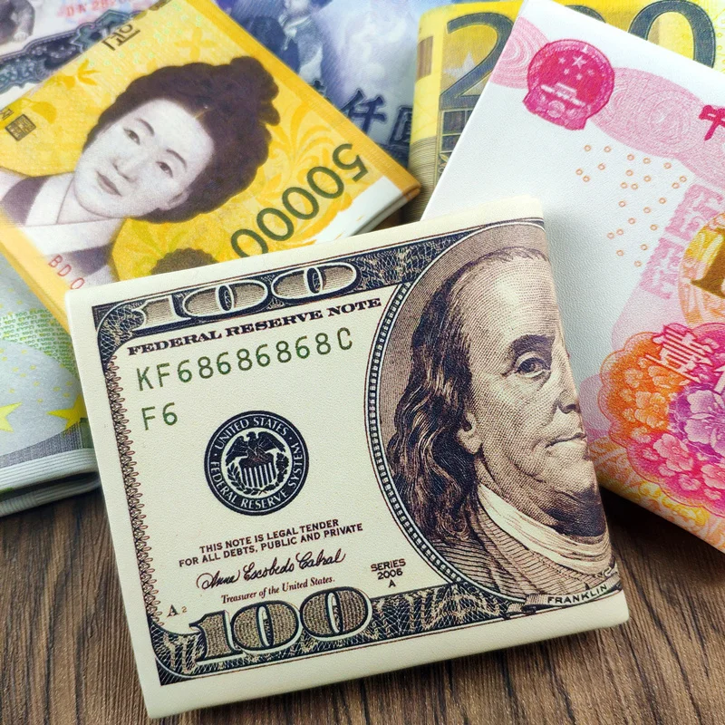 Кошелек для денег женщин и мужчин USD GBP EUR кошелек из искусственной кожи портмоне